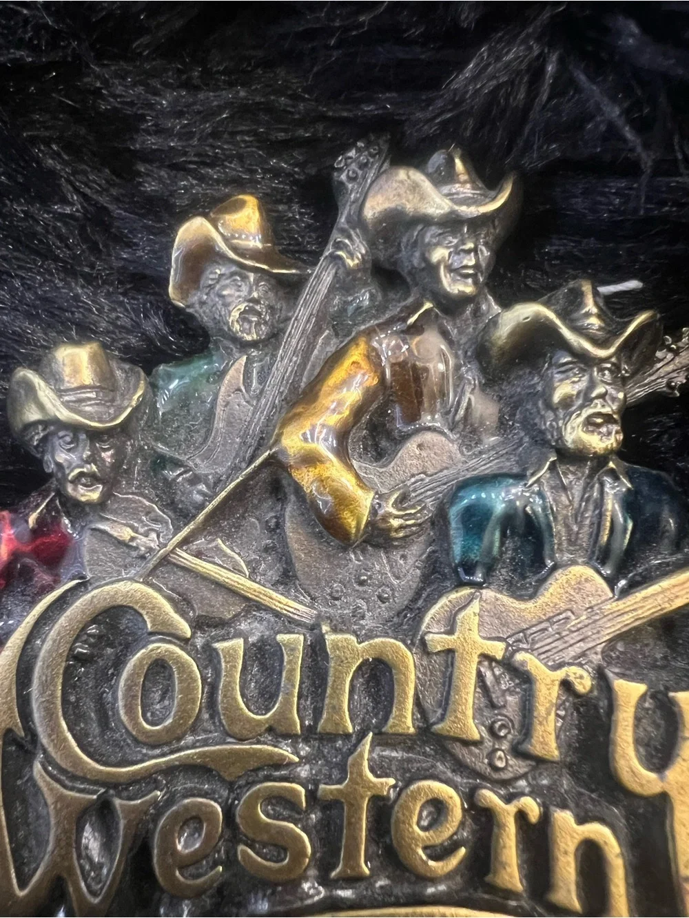 Country Western Enamel Cowboy Band Pin - Multicolor